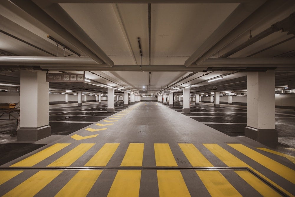 A secure stadium parking garage.