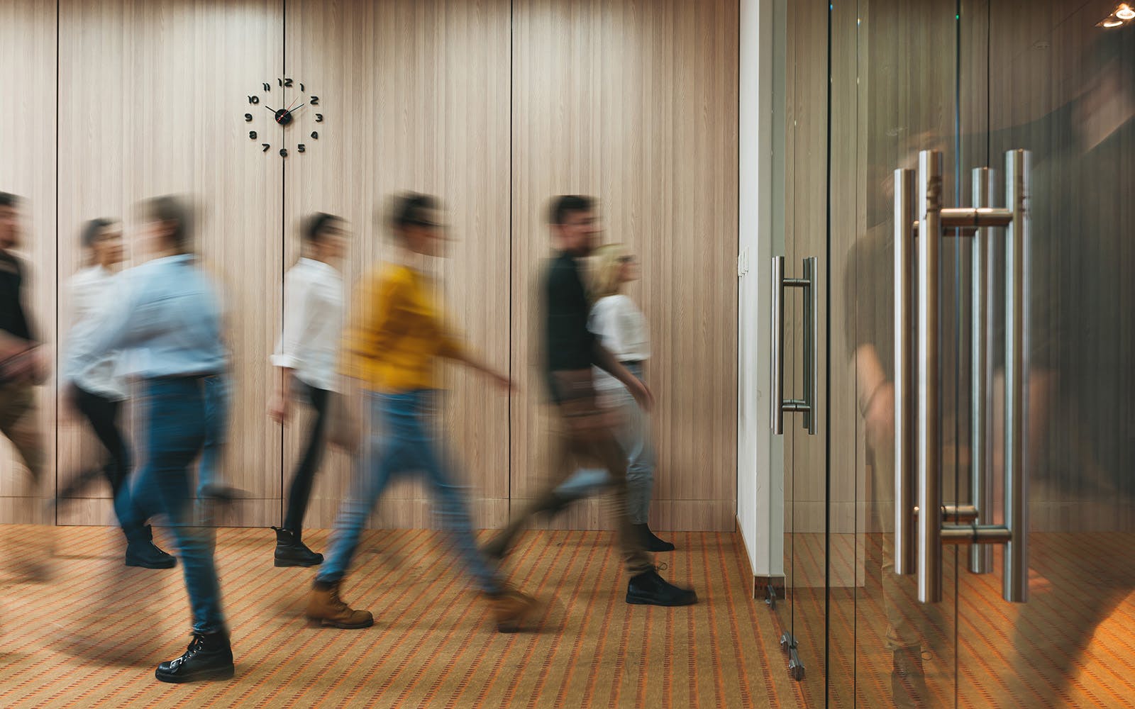 people entering to building
